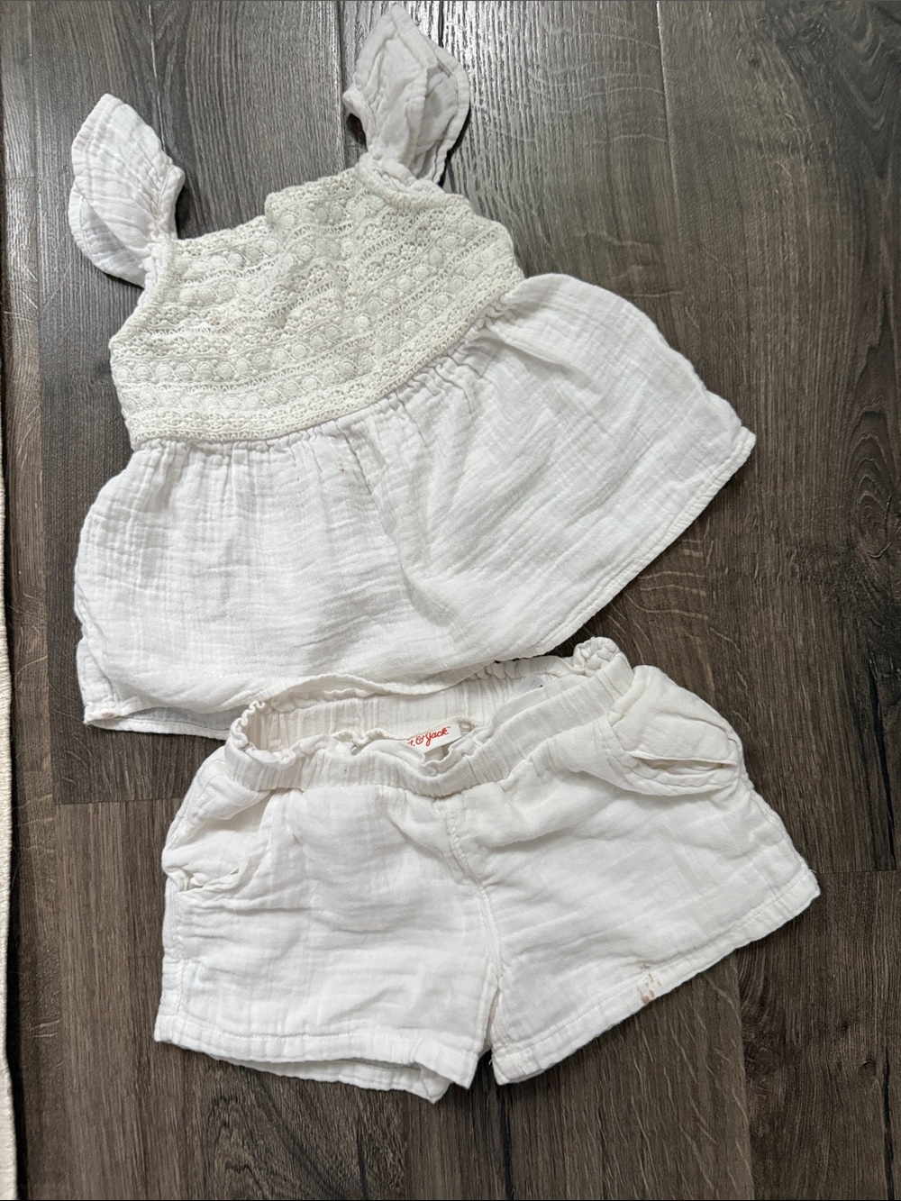 Bundle Cat & Jack Girls' Smocked Tank & Short Set - White and Hot Pink - Picture 3 of 7